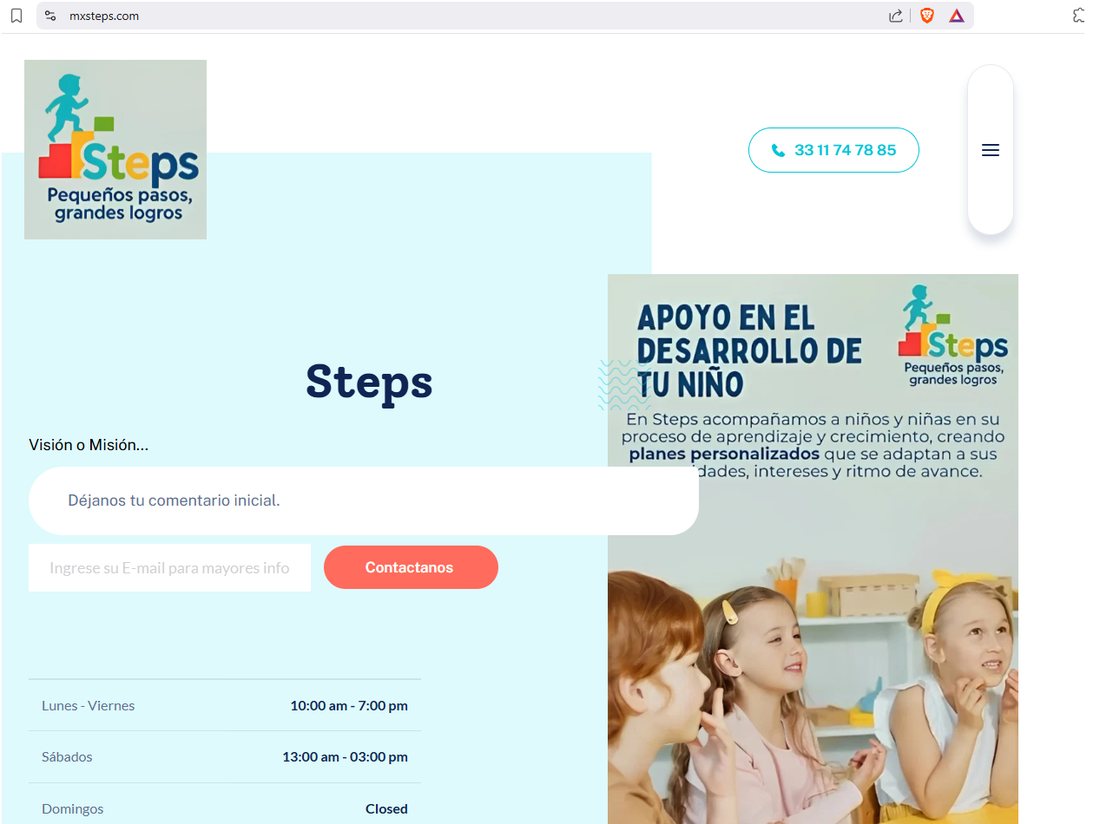 Sitio anterior de Steps: plantilla genérica desactualizada