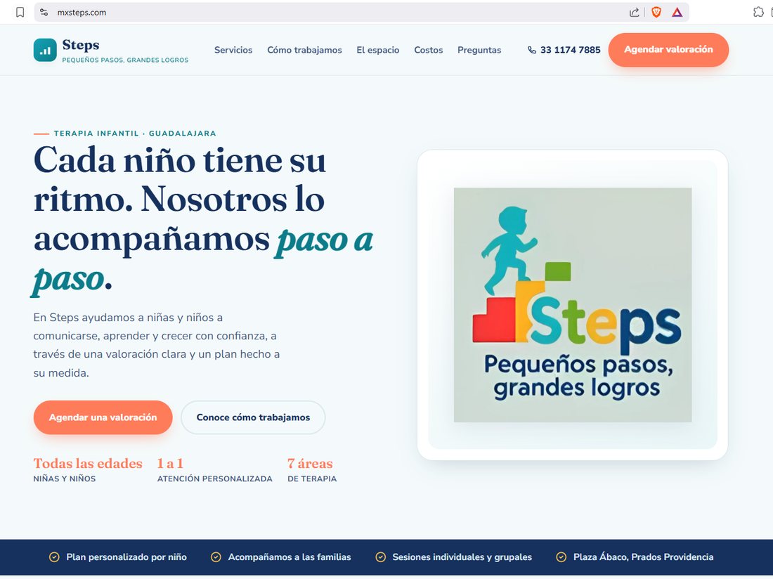 Sitio nuevo de Steps: hero moderno y profesional
